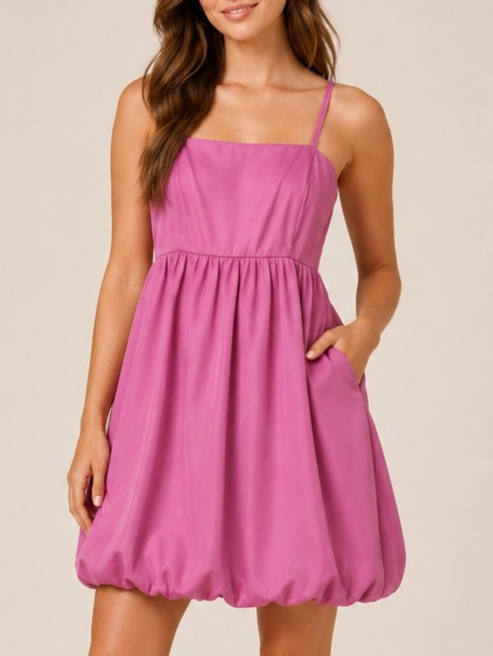 A New Day Pink Empire Waist Bubble Hem Cocktail Babydoll Mini Dress Small Barbie